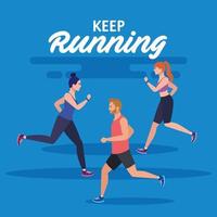 keep running,people running, group people in sportswear jogging vector