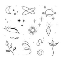 Set of celestial and mystical elements. Vector illustration