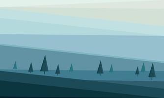 Beautiful abstract forest landscape. Horizontal landscape background in minimalist style. Vector illustration