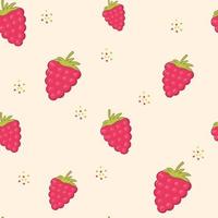 Seamless pattern with raspberry and dots. Cute pattern for decoration design, backgrounds, stationery, fashion, wrapping paper, textile, scrapbooking and web design. Vector illustration