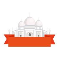 taj mahal, famous monument of india with ribbon vector