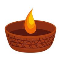 candle indian ornamental in ceramic pot on white background vector