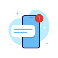 new message notification on smartphone screen concept illustration flat design vector eps10. modern graphic element for landing page, empty state ui, infographic, icon