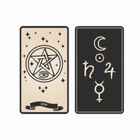 Star tarot card front and back. vector