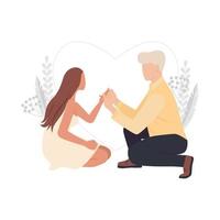 Man and woman marriage proposal vector illustration.
