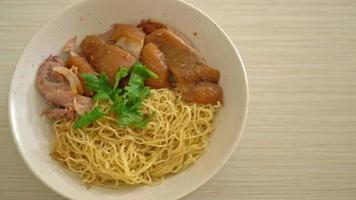 dried stewed pork leg noodles bowl - Asian food style video