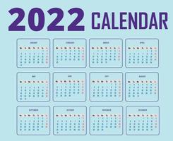 Calendar 2022 Months Happy New Year Abstract Design Vector Illustration Purple With Cyan Background