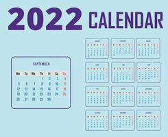 Calendar 2022 Septemeber Month Happy New Year Abstract Design Vector Illustration Purple With Cyan Background