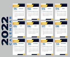 Calendar 2022 Happy New Year Months Abstract Design Vector Illustration Colors With Gray Background