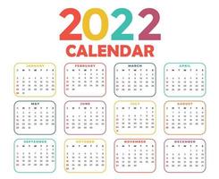 Calendar 2022 Happy New Year Abstract Design Vector Illustration Colors With White Background