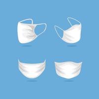 White medical masks set on blue background. vector