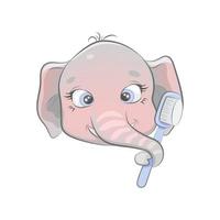 Cute baby elephant face vector illustration.