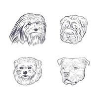 Dog heads collection vector sketch.