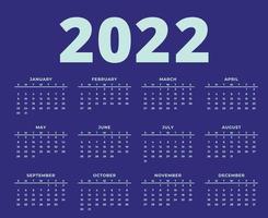 calendario 2022 feliz año nuevo diseño abstracto ilustración vectorial cian con fondo morado vector