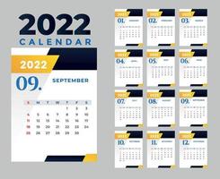 calendario 2022 septiembre feliz año nuevo mes diseño abstracto ilustración vectorial colores con fondo gris vector