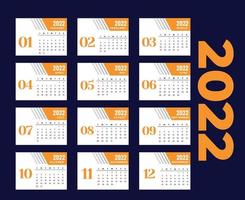 Calendar 2022 Months Happy New Year Abstract Design Vector Illustration Colors With Blue Background