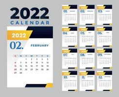 Calendar 2022 February Happy New Year Month Abstract Design Vector Illustration Colors With Gray Background