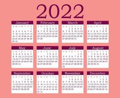 Calendar 2022 Happy New Year Abstract Design Vector Illustration Pink And White