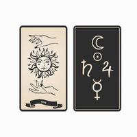 sol tarot carta anverso y reverso. vector