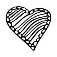 Heart with texture. Vector illustration hand-drawn engraving style for Valentine's Day