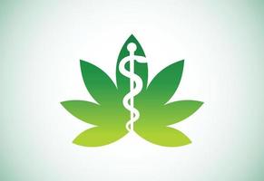 icono del logotipo de la hoja de cannabis o marihuana para la empresa médica o de salud y farmacia vector