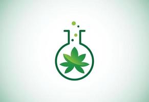 Chemical test tube with marijuana or cannabis leaf icon vector