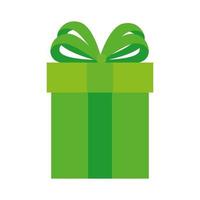 gift box present green color on white background vector
