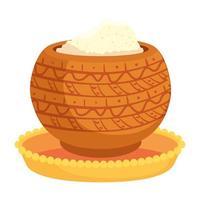 ceramic container with powder, holy celebration vector