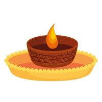 candle indian ornamental in ceramic pot on white background vector