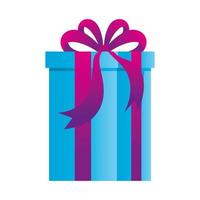 gift box present, purple and blue color, on white background vector