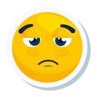 emoji sulky, face yellow sulky, on white background vector