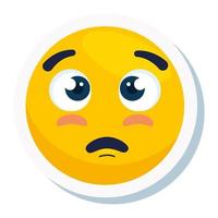 emoji with eyes open and face of please, face yellow with face of please, on white background vector