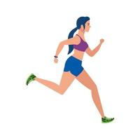 mujer corriendo, mujer en ropa deportiva jogging, atleta femenina sobre fondo blanco vector