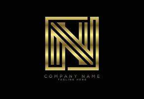 Luxury golden color line letter N, Graphic Alphabet Symbol for Corporate Business Identity vector
