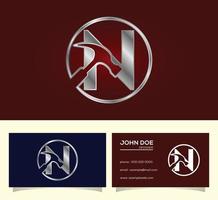 Initial N monogram letter alphabet with a Hammer. Repair, renovation, and construction logo. vector