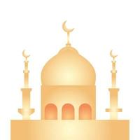 facade mosque islam structure golden on white background vector
