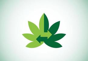 Marijuana leaf. Medical cannabis. cannabis or marijuana recycling logo design template. vector