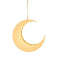 crescent moon golden hanging on white background vector