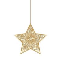 golden star hanging, magical shiny on white basckground vector