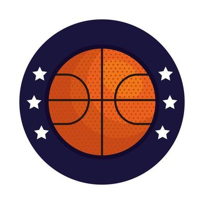 basketball, emblem, design with basketball ball, with stars in frame circular