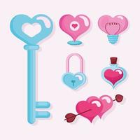 six valentines day icons vector