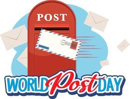 banner del día mundial del correo con un buzón de correos y sobres vector