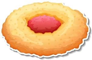 A butter cookie with stawberry jam vector