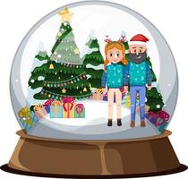 pareja, hombre y mujer, en, snowglobe vector