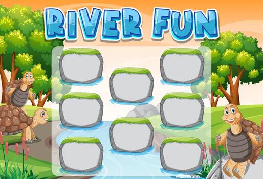 Game template with empty rocks in the river vector