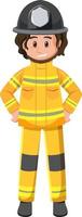 A firefighter cartoon character on white background vector