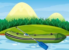 Inflatable boat with paddle in nature scenery vector