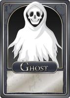 plantilla de tarjeta de juego de personaje de fantasma blanco vector