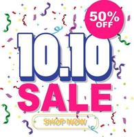 10.10 Sale to 50 percent off promotion banner vector