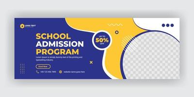 School admission social media cover banner template vector